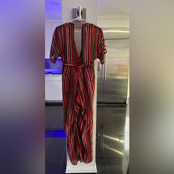 Windsor Red Multi V-Neck Striped Wide-Leg Jumpsuit - Picture 4 of 6